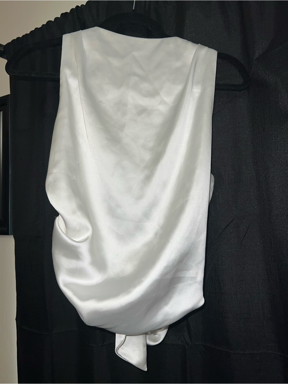 Zara White Satin Draped Camisole
